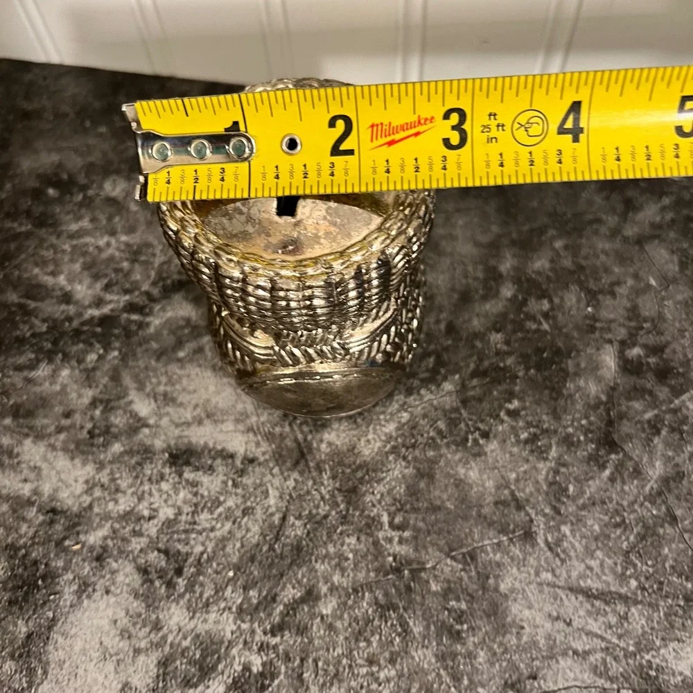 Vintage Silver Toned Baby Bootie Coin Piggy Bank | Leonard Silver